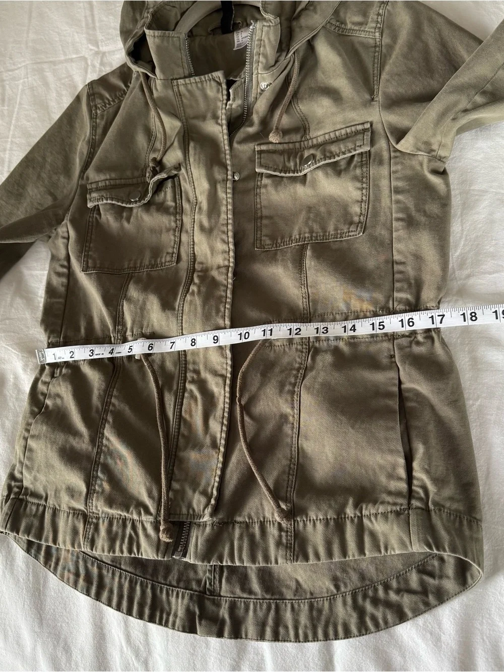 H&M Olive Green Utility Jacket with Drawstring Waist